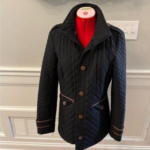 Land’s End Women’s Black Quilted Jacket with Brown Accents
